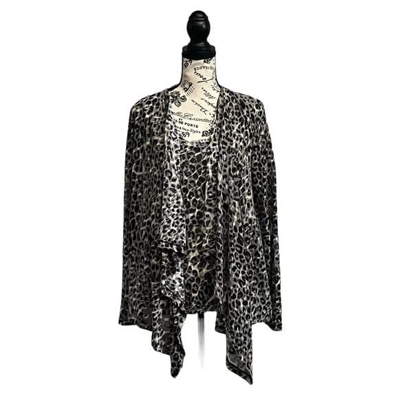 Calvin Klein women's cardigan  size L  casual animal print chetah  waterfall - Picture 1 of 8